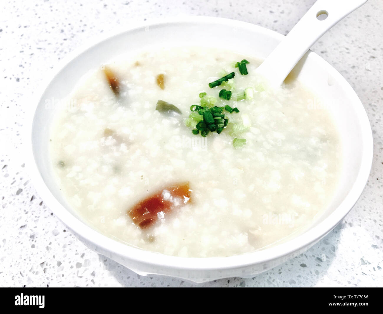 Onion, egg, lean meat porridge. Stock Photo