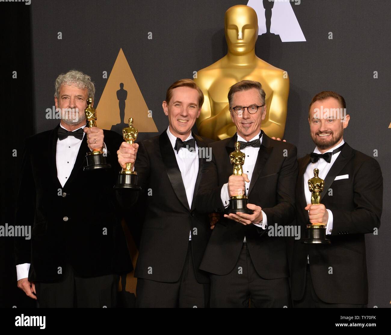 (LR) Sound mixers Peter Grace, Robert Mackenzie, Kevin O'Connell and