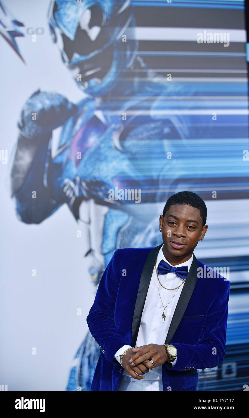 RJ Cyler attends the 'Power Rangers' premiere at the Westwood Village ...