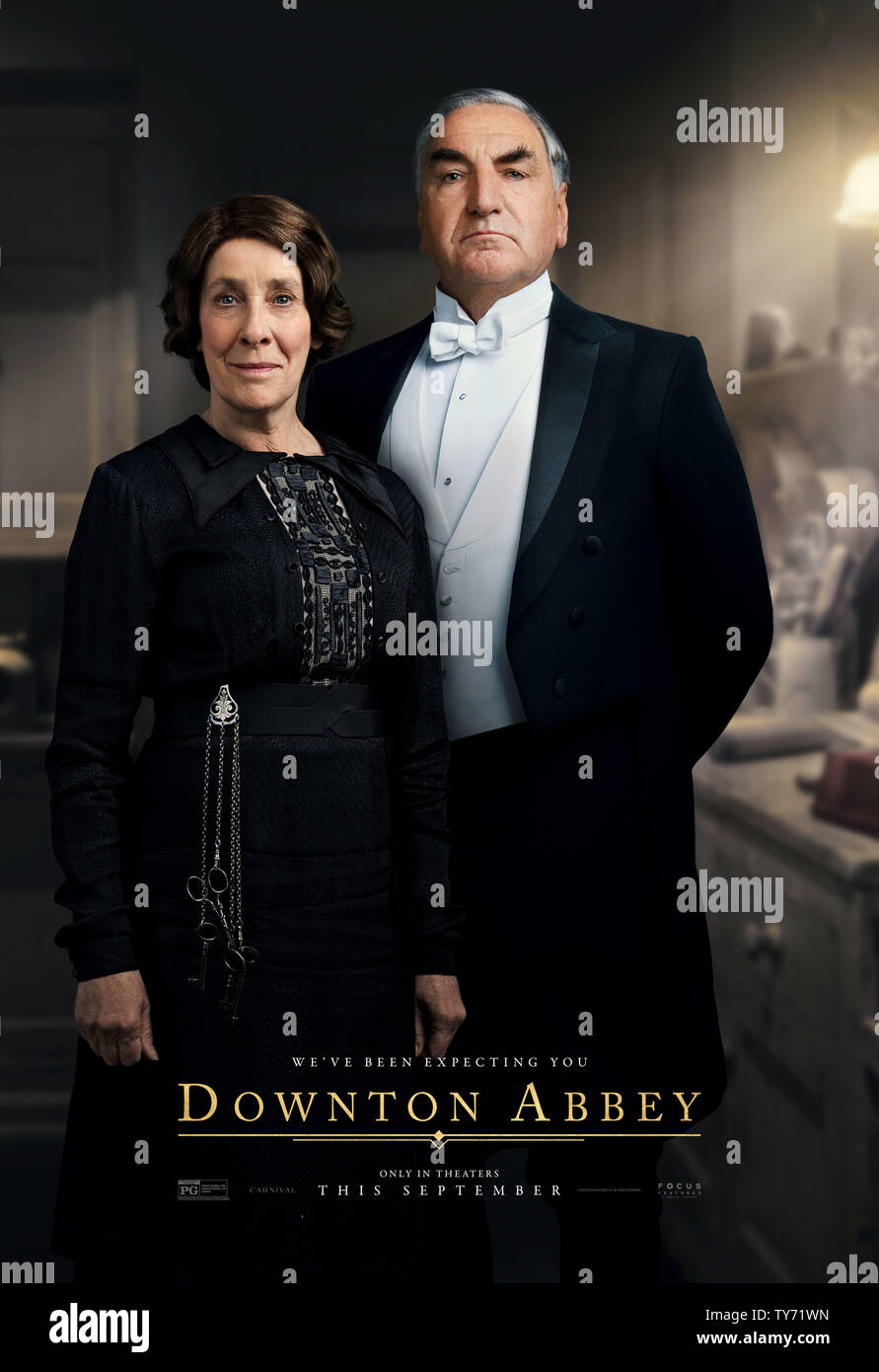 RELEASE DATE: September 20, 2019 TITLE: Downton Abbey STUDIO: Focus Features DIRECTOR: Michael Engler PLOT: Adapted from the hit TV series Downton Abbey that tells the story of the Crawley family, a wealthy owner of a large estate in the English countryside in the early 20th century. STARRING: PHYLLIS LOGAN as Mrs, Hughes, JIM CARTER as Charles Carson. (Credit Image: © Focus Features/Entertainment Pictures) Stock Photo