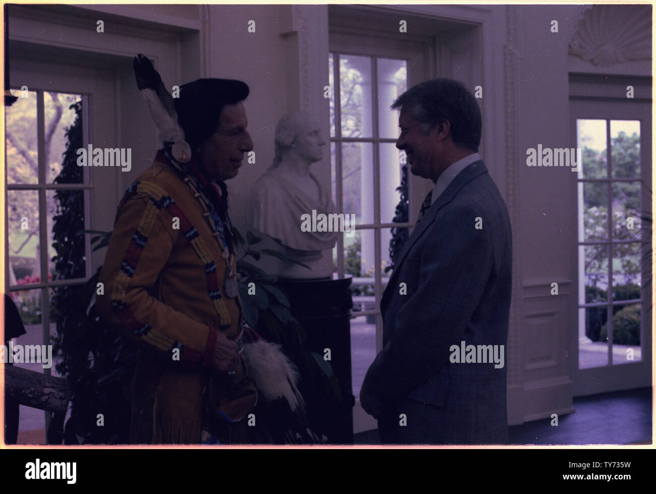 Jimmy Carter with Iron Eyes Cody, SicilianAmerican Stock Photo Alamy