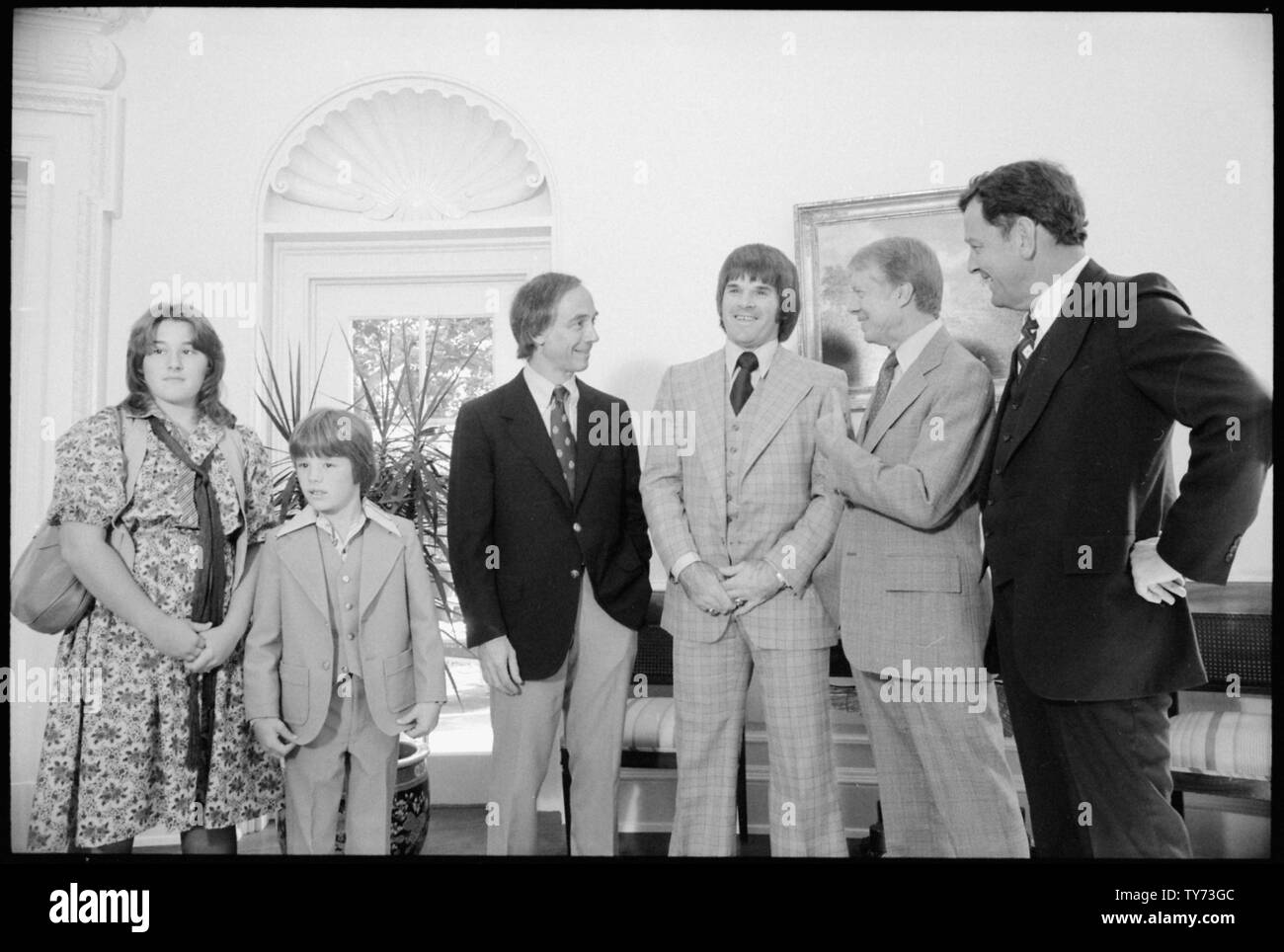 Jimmy Carter with Pete Rose and family Stock Photo