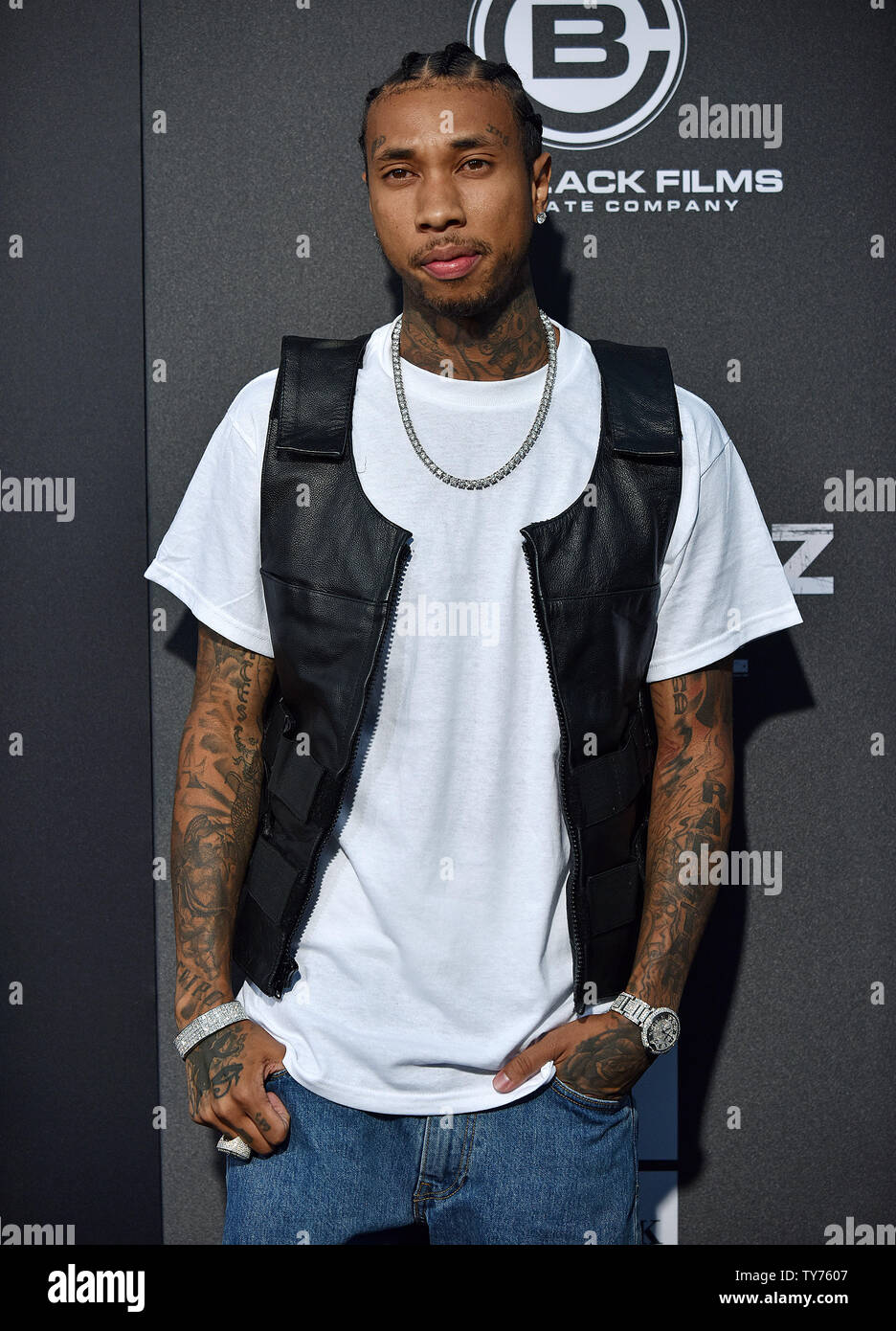 Tyga arrives for the premiere of 'All Eyez on Me' at the Westwood Village Theaters in Los Angeles, California on June 14, 2017. Photo by Christine Chew/UPI Stock Photo