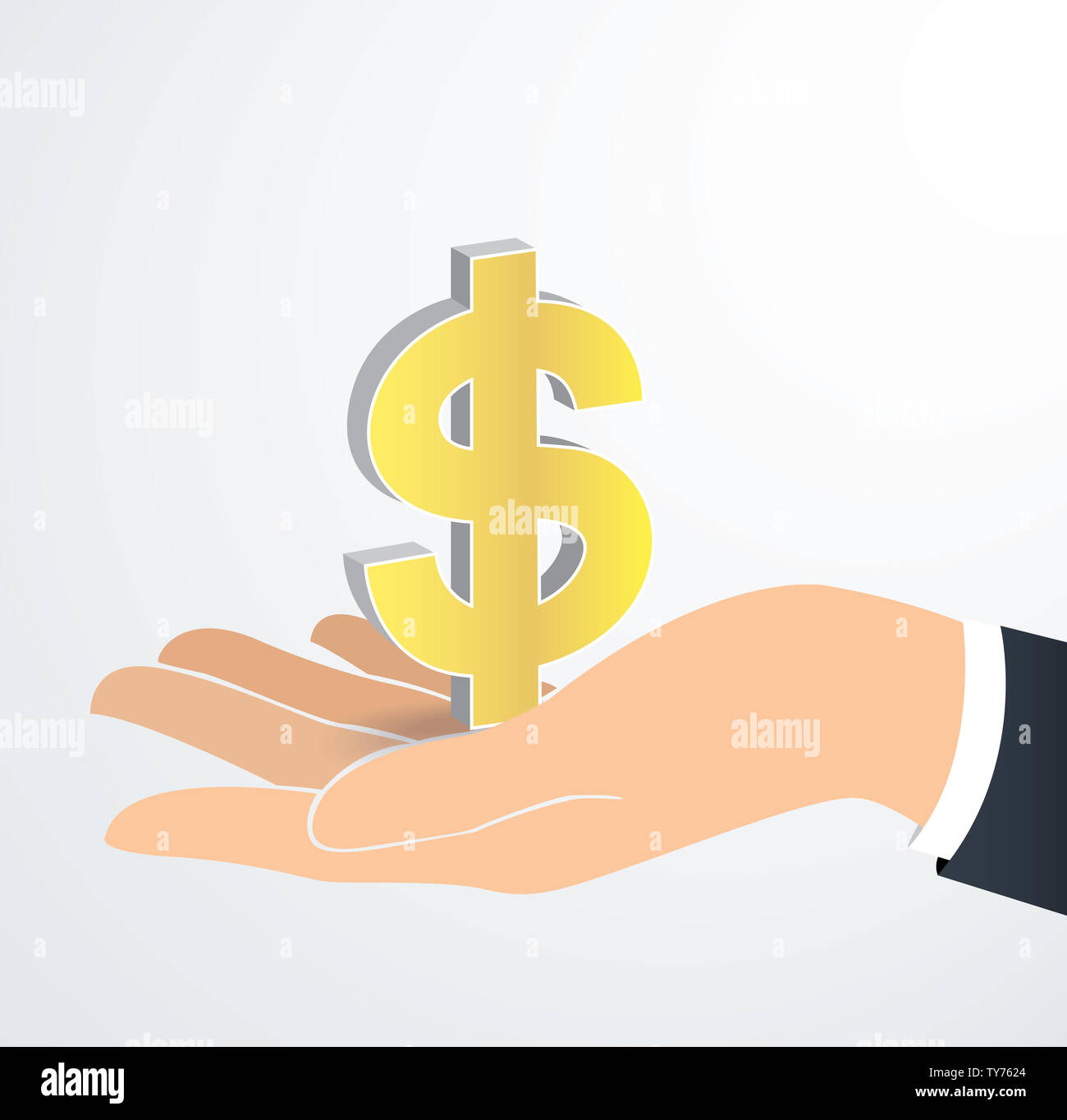 hand holding Dollar icon Stock Photo - Alamy