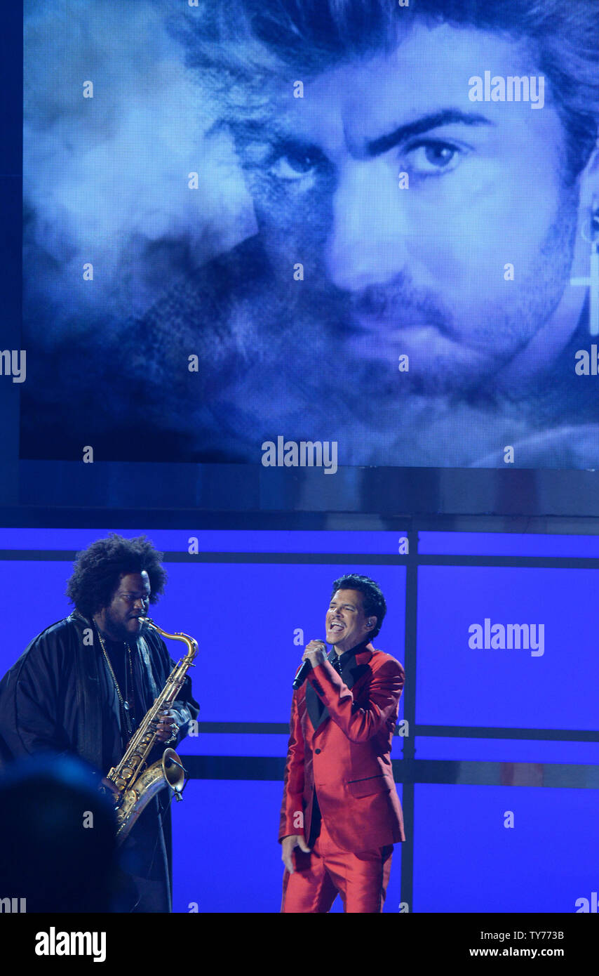 Kamasi Washington (L) and El DeBarge performs a tribute to George Michael onstage during the 17th annual BET Awards at Microsoft Theater in Los Angeles on June 25, 2017.The ceremony celebrates achievements in entertainment and honors music, sports, television, and movies released between April 1, 2016 and March 31, 2017. Photo by Jim Ruymen/UPI Stock Photo