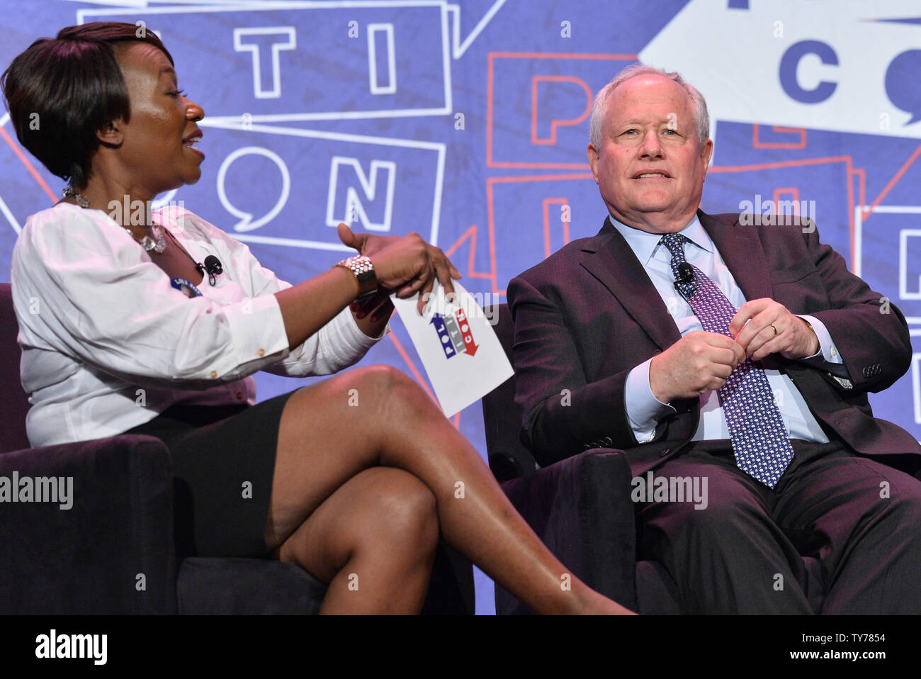 MSNBC host Joy Reid moderates a panel on LBJ with Bill Kristol (pictured), and Mark Updegrove and Rob Reiner (L-R) during Politicon at the Pasadena Convention Center in Pasadena, California on July 29, 2017.  Photo by Jim Ruymen/UPI Stock Photo