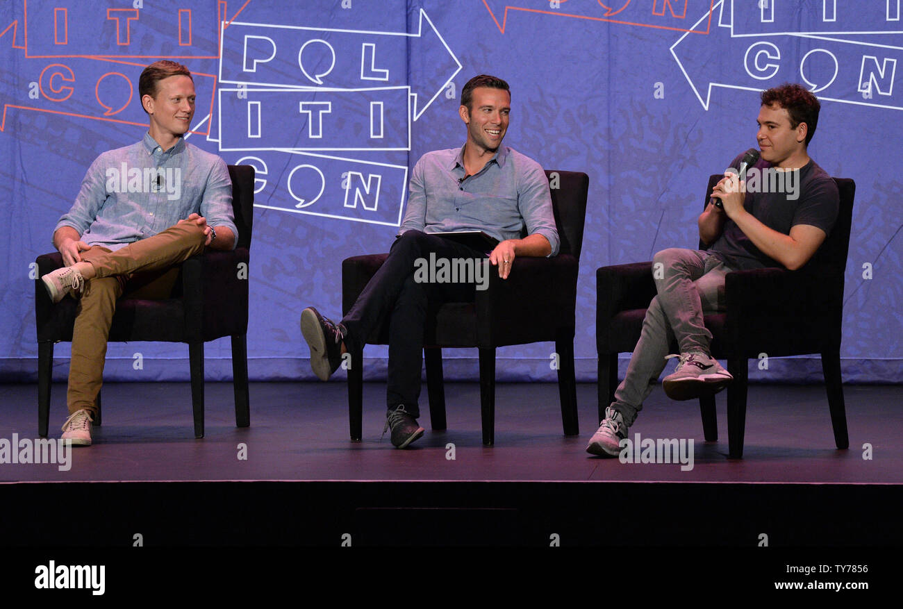 Tommy Vietor Jon Favreau And Jon Lovett L R Participate In The Pod Save America Panel During Politicon At The Pasadena Convention Center In Pasadena California On July 29 2017 Photo By Jim