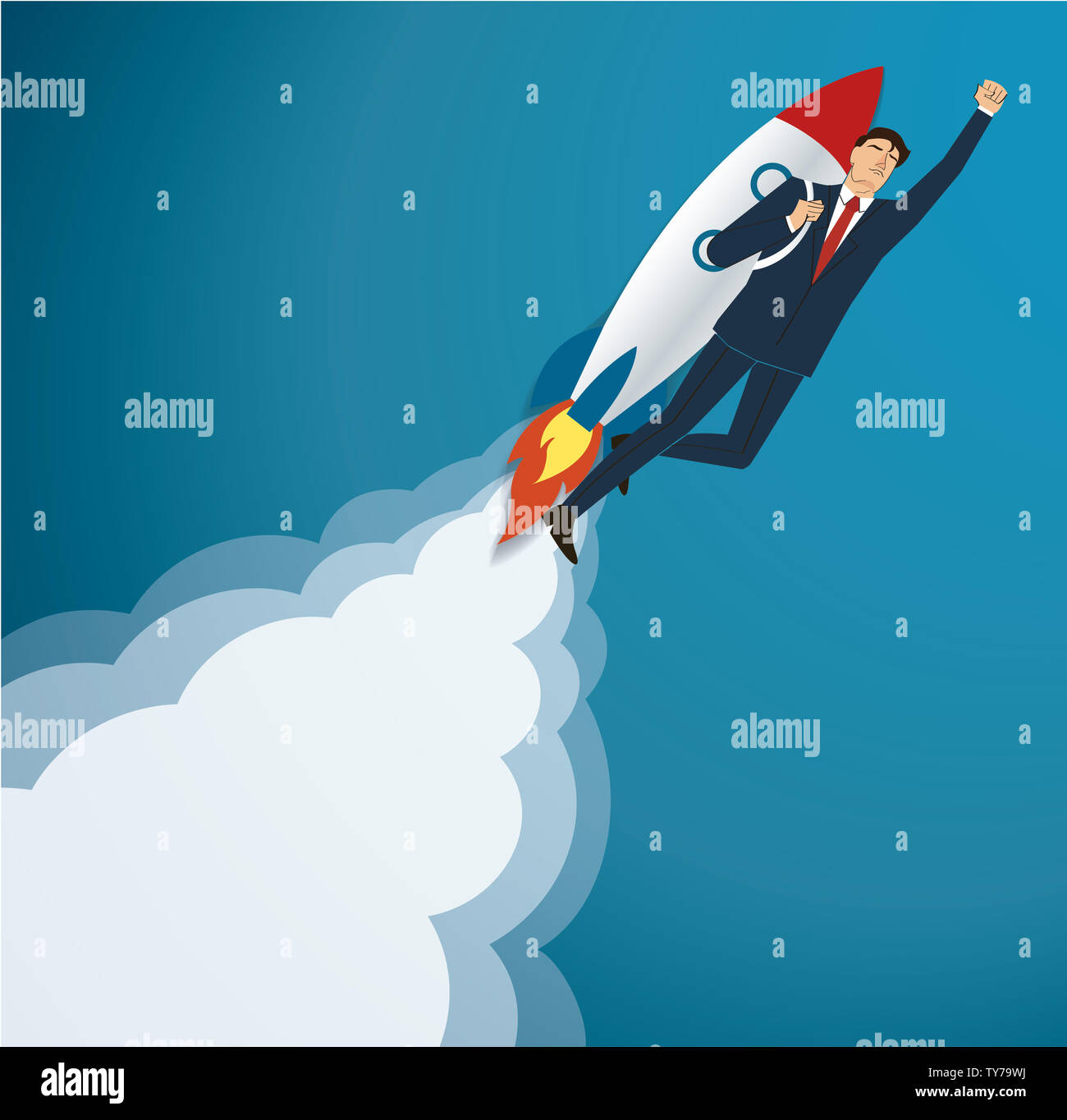 Businessman flying with a idea rocket hi-res stock photography and ...
