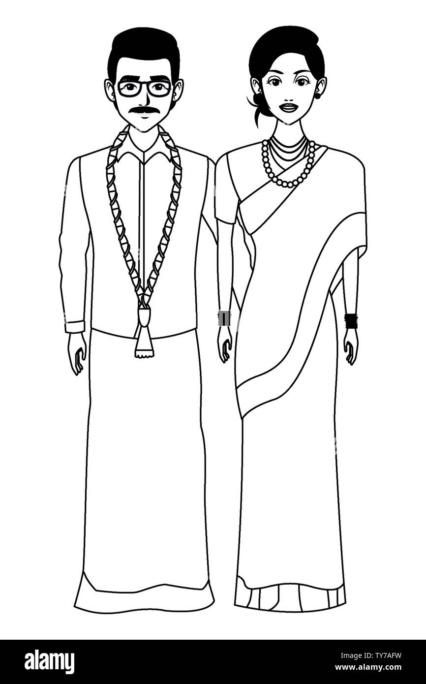 Wedding bengali couple in traditional dress with Vector Image