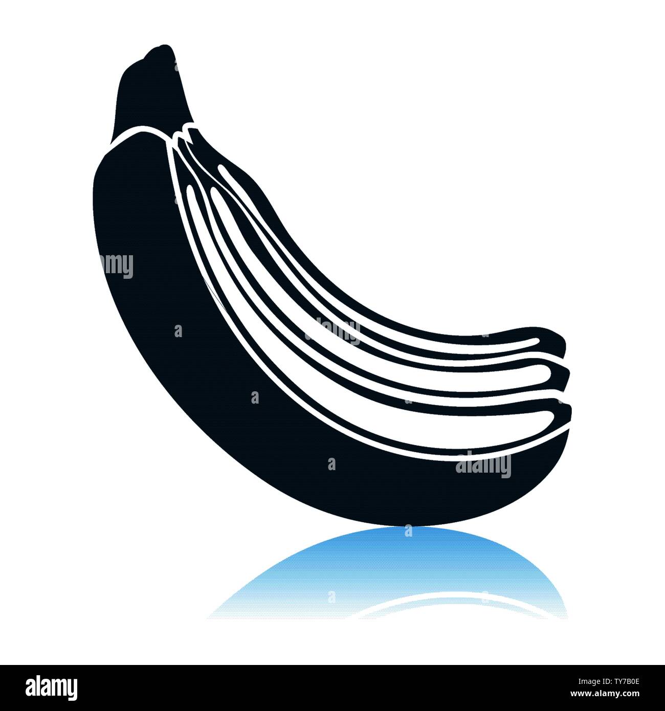 Icon Of Banana. Shadow Reflection Design. Vector Illustration. Stock Vector