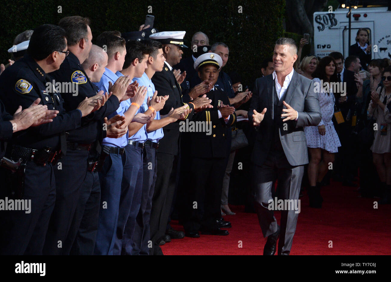 Cast member Josh Brolin arrives for the premiere of the motion picture biographical drama 'Only the Brave' at the Regency Village Theatre in the Westwood section of Los Angeles on October 8, 2017. Storyline: Based on the true story of the Granite Mountain Hotshots, a group of elite firefighters who risk everything to protect a town from a historic wildfire.     Photo by Jim Ruymen/UPI Stock Photo