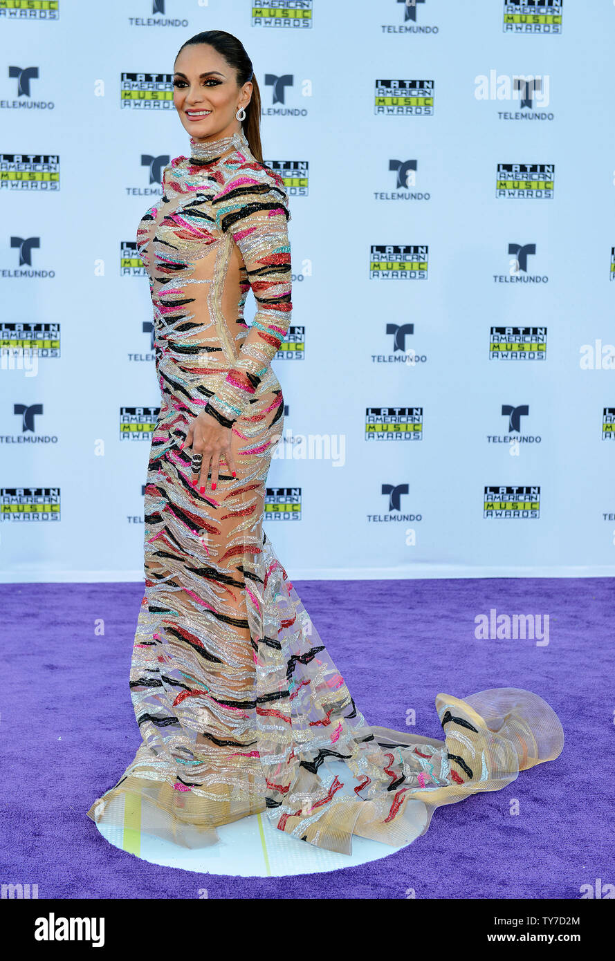 Mexican actress Mariana Seoane arrives for the Latin American Music