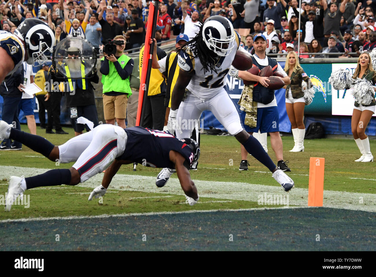 Nov 12, 2017; Los Angeles, CA, USA; Los Angeles Rams wide receiver Sammy  Watkins (12) runs to the end zone on his way to a 17 yard touchdown in the  third quarter