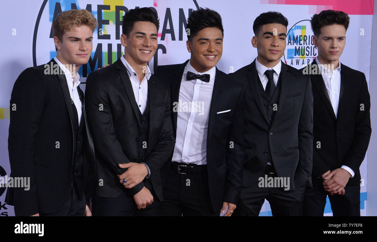 Brady Tutton, Chance Perez, Sergio Calderon, Drew Ramos, and Michael Conor of In Real Life arrive for the annual American Music Awards held at Microsoft Theater in Los Angeles, on November 19, 2017.  Photo by Jim Ruymen/UPI Stock Photo