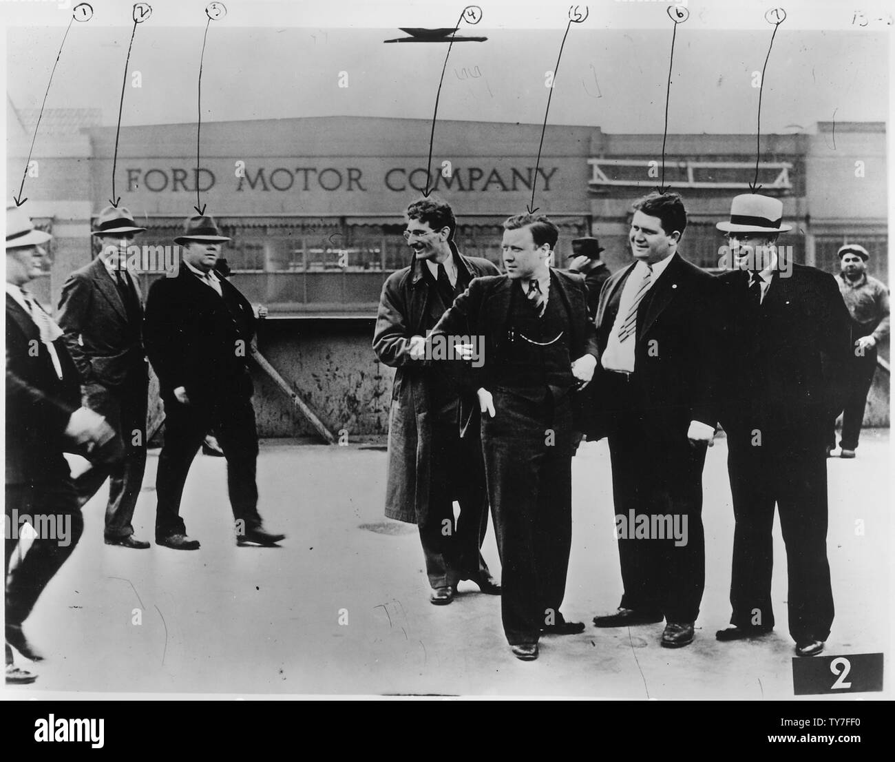 LaborStrike Ford Motor Company Walter Reuther fifth from the left