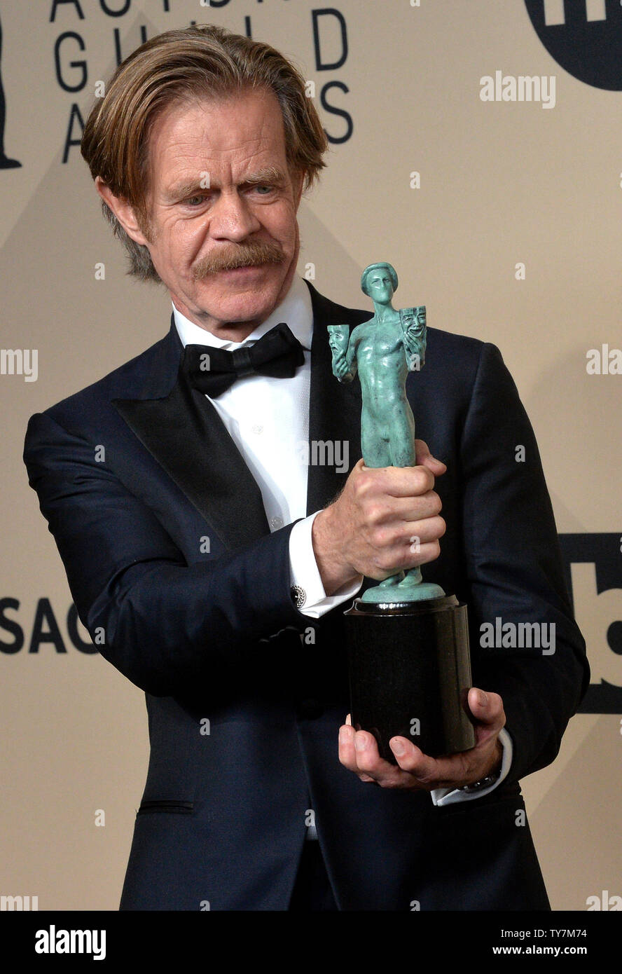 William H. Macy appears backstage with the award for Outstanding
