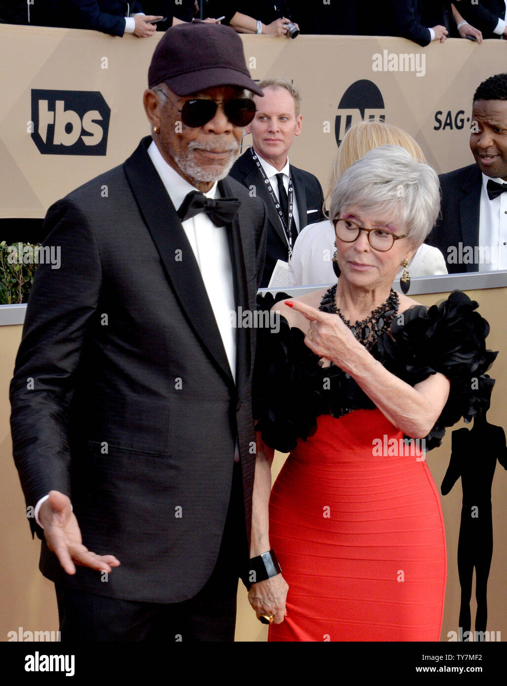 Freeman and Rita Moreno arrive for the the 24th annual SAG