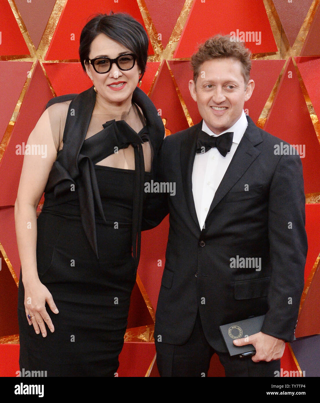 Writers Alex Winter (R) and Ramsey Naito arrive on the red carpet for the 90th annual Academy Awards at the Dolby Theatre in the Hollywood section of Los Angeles on March 4, 2018.    Photo by Jim Ruymen/UPI Stock Photo