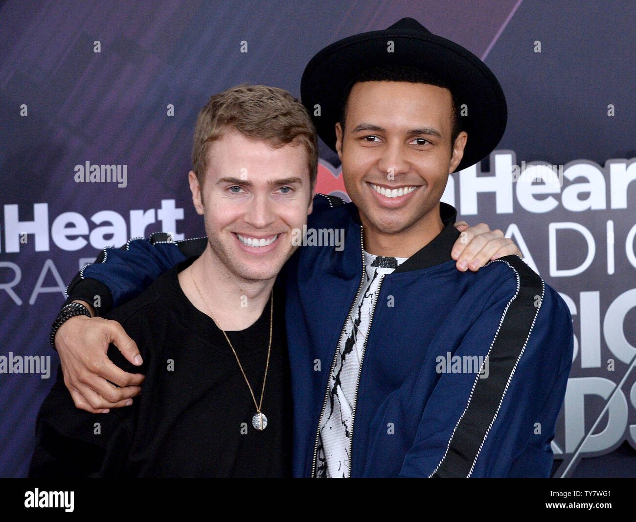 Shane Crone and Rayvon Owen (R) arrive for the iHeartRadio Music Awards at The Forum in Inglewood, California on March 11, 2018. Turner's TBS, TNT, and truTV channels broadcasted the ceremony live from The Forum. Photo by Jim Ruymen/UPI Stock Photo