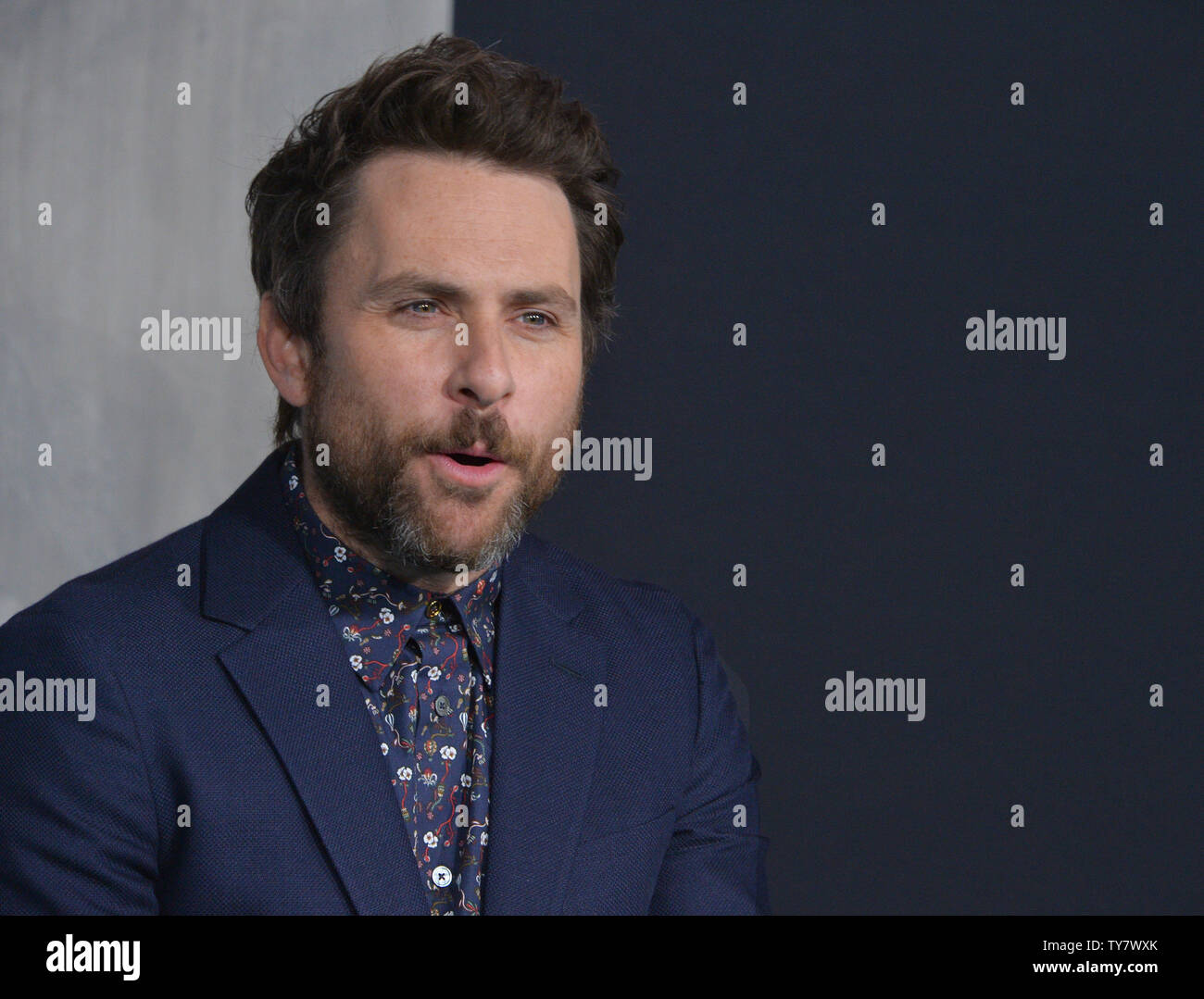 Cast member Charlie Day attends the premiere of the sci-fi motion picture 'Pacific Rim Uprising' at the TCL Chinese Theatre in the Hollywood section of Los Angeles on March 21, 2018. Storyline: Jake Pentecost, son of Stacker Pentecost, reunites with Mako Mori to lead a new generation of Jaeger pilots, including rival Lambert and 15-year-old hacker Amara, against a new Kaiju threat.   Photo by Jim Ruymen/UPI Stock Photo