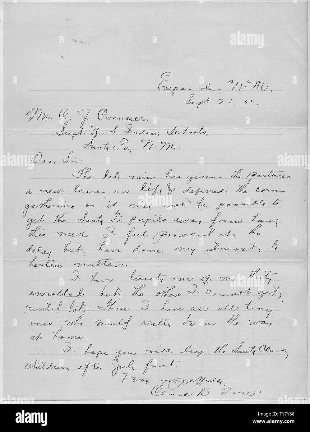 Santa ... concerning to Fe Indian Superintendent getting Letter Fe getting Superintendent Letter to Santa concerning Indian ...