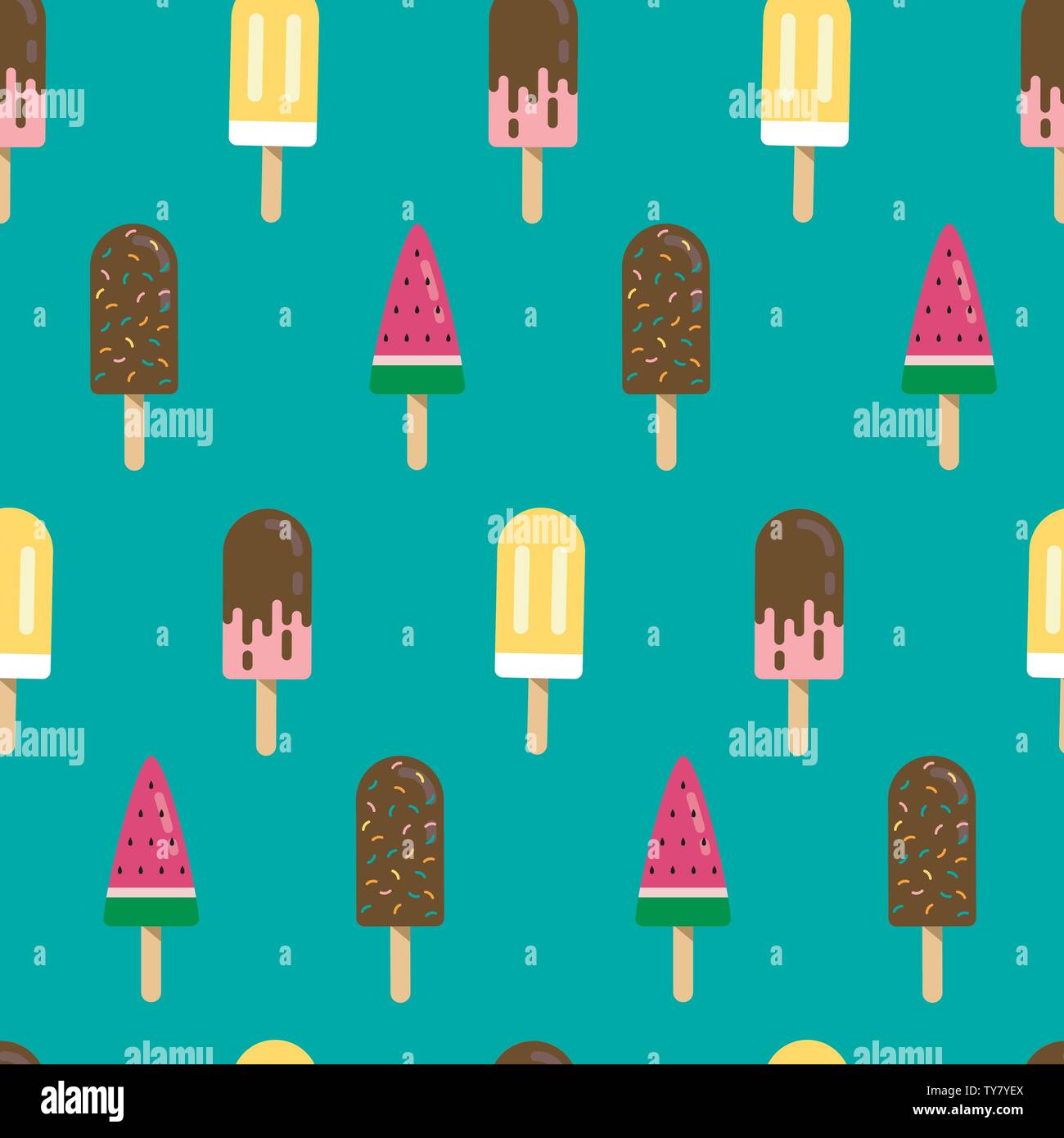 Seamless pattern with ice cream. Flat design. Stock Vector