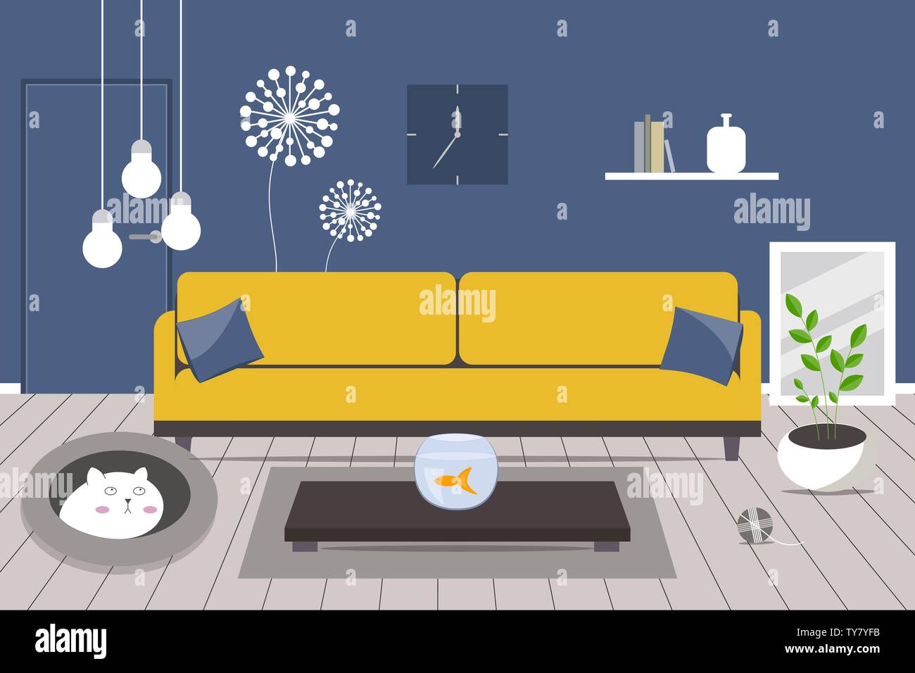 Living room design. Flat style. Vector illustration Stock Vector Image ...