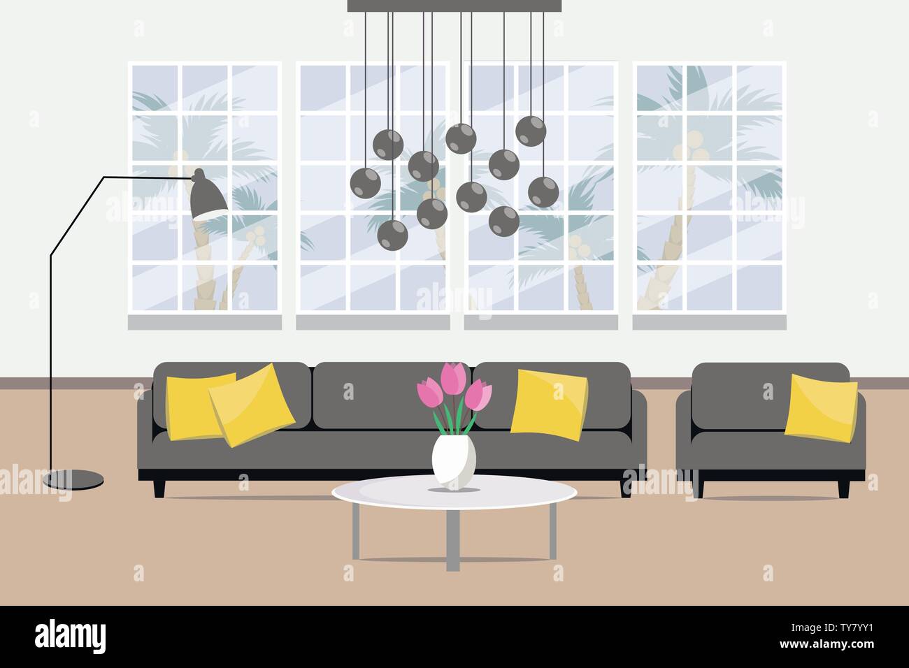 Living room design. Flat style. Vector illustration Stock Vector Image ...