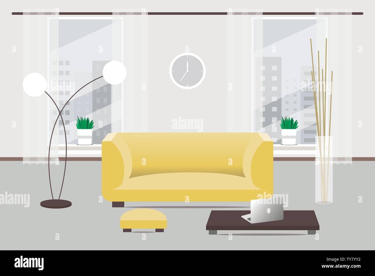 Living room design. Flat style. Vector illustration Stock Vector Image ...