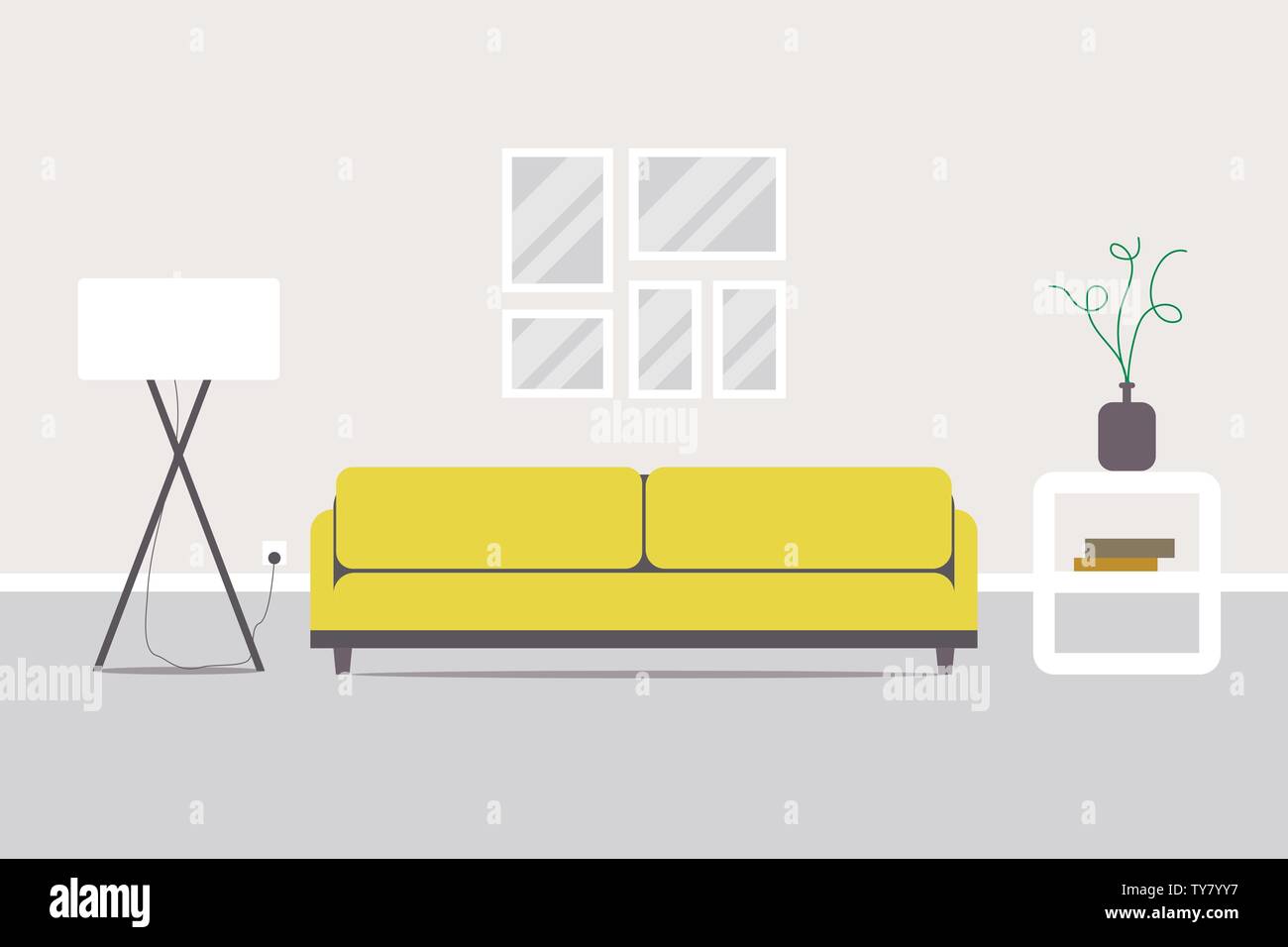Living room design. Flat style. Vector illustration Stock Vector Image