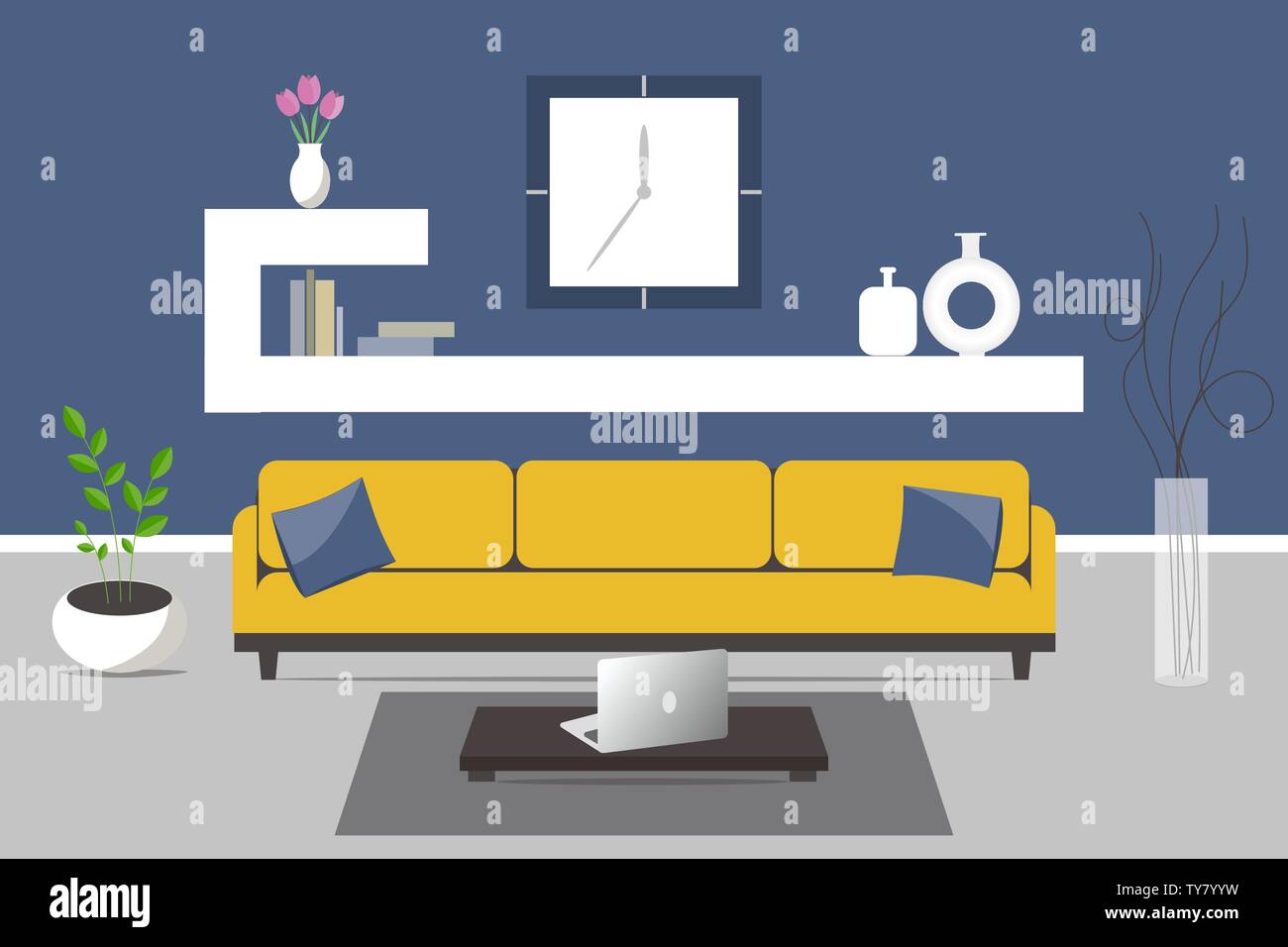 Living room design. Flat style. Vector illustration Stock Vector Image ...