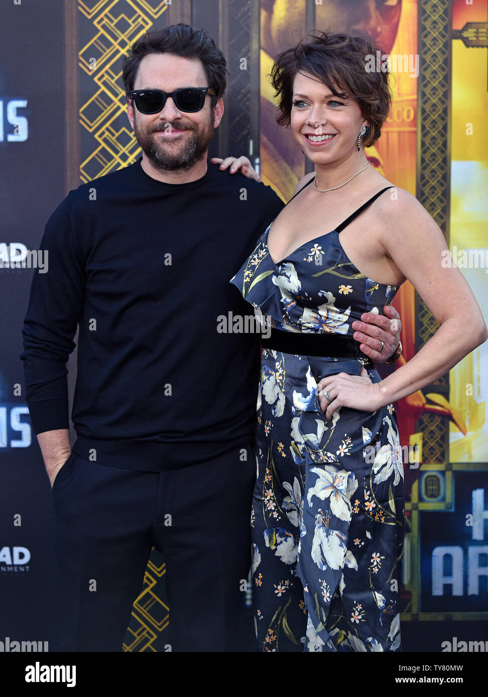 Charlie Day (L) and his wife Mary Elizabeth Ellis attend the premiere of  'Hotel Artemis' at the Regency Bruin Theatre in Los Angeles, California on  May 19, 2018. Photo by Chris Chew/UPI