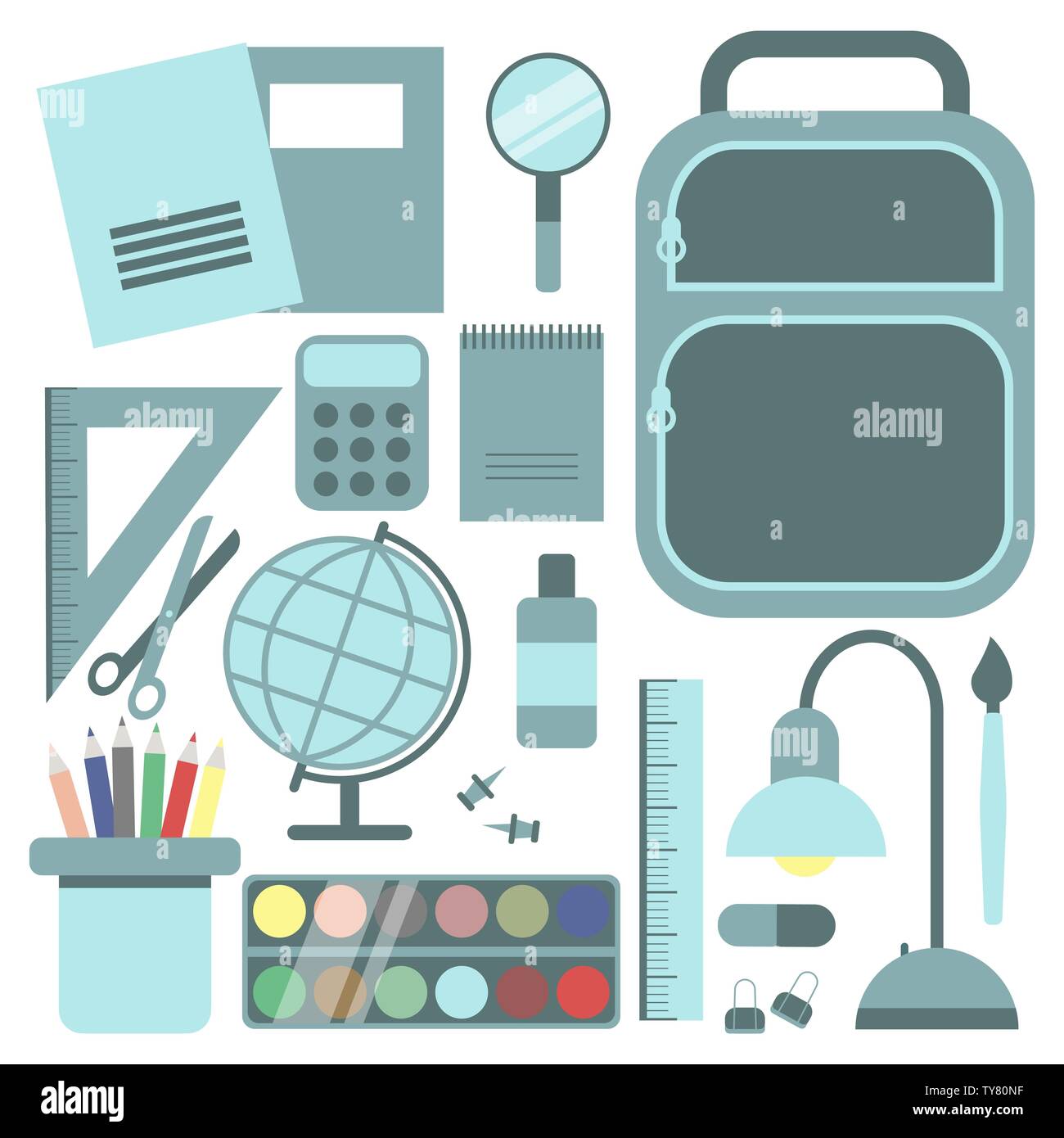 Back to school background with school supplies set. Vector illustration ...