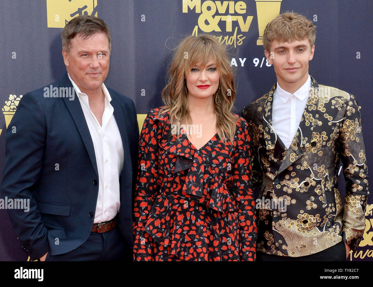 (L-R) Actors Lochlyn Munro, Madchen Amick, and Hart Denton attend the MTV Movie & TV Awards at the Barker Hangar in Santa Monica, California on June 16, 2018. It will be the 27th edition of the awards, and the second to jointly honor movies and television. The show will tape on Saturday, June 16th and air on Monday, June 18th.  Photo by Jim Ruymen/UPI Stock Photo