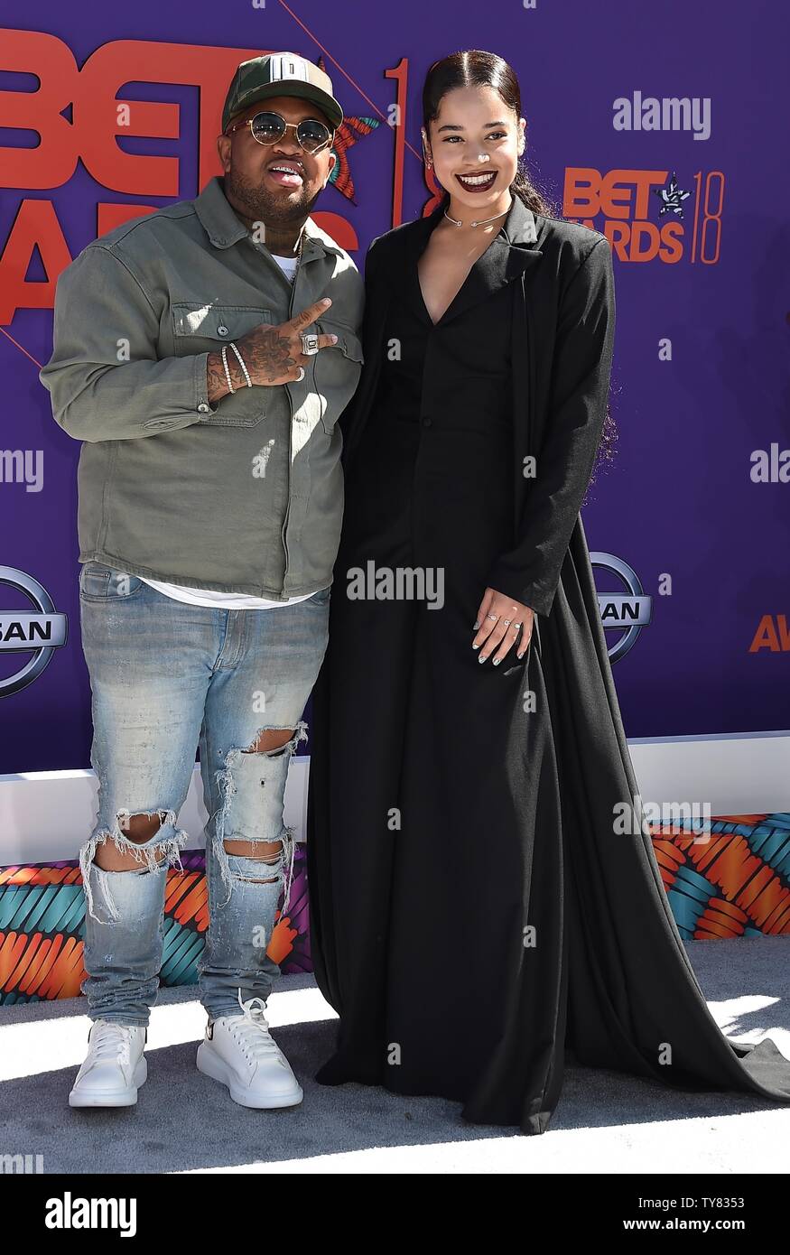 Singer Ella Mai (L) and DJ Mustard attend the 18th annual BET Awards at Microsoft Theater in Los