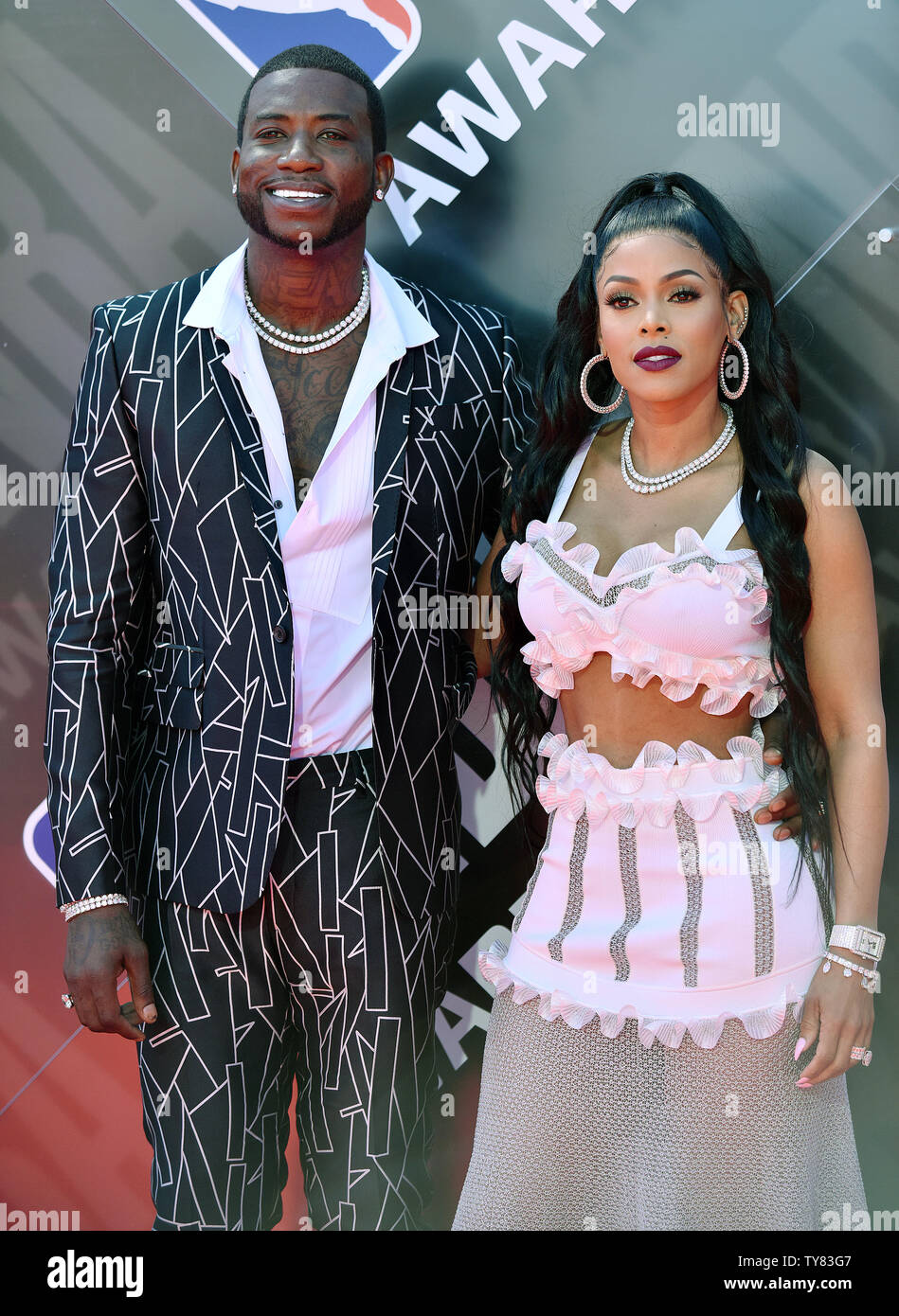 Rapper Gucci Mane (L) and his wife Keyshia Ka'Oir attends the 2018 NBA  Awards at Barker Hangar in Santa Monica, California on June 25, 2018. Photo  by Chris Chew/UPI Stock Photo - Alamy