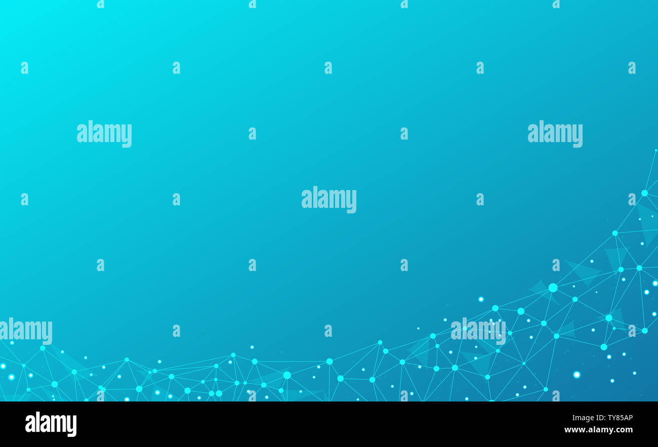 Interconnected dot wire material with a sense of technology. Big data concept background. Stock Photo