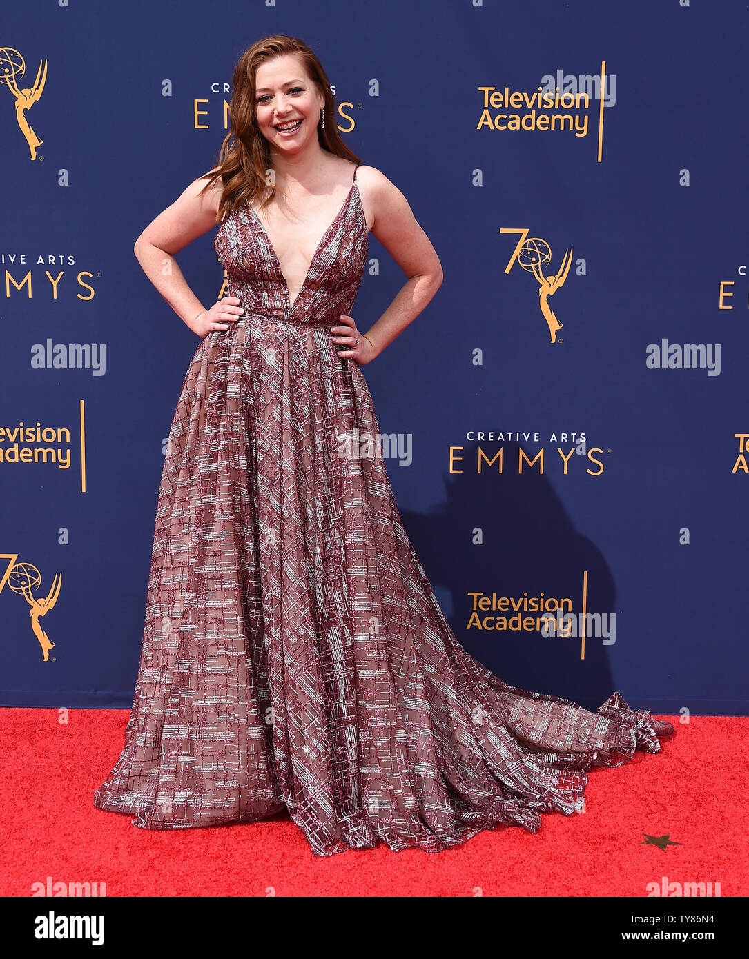 Actress Alyson Hannigan attends the Creative Arts Emmy Awards at the