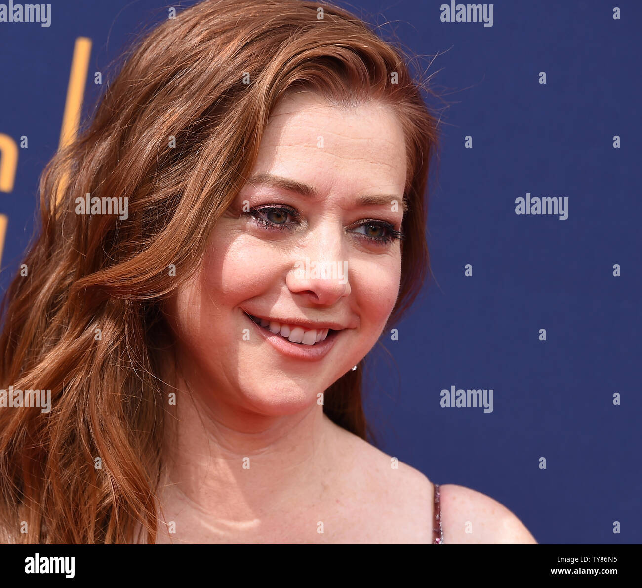 Actress Alyson Hannigan attends the Creative Arts Emmy Awards at the Microsoft Theater in Los Angeles on September 8, 2018.    Photo by Gregg DeGuire/UPI Stock Photo