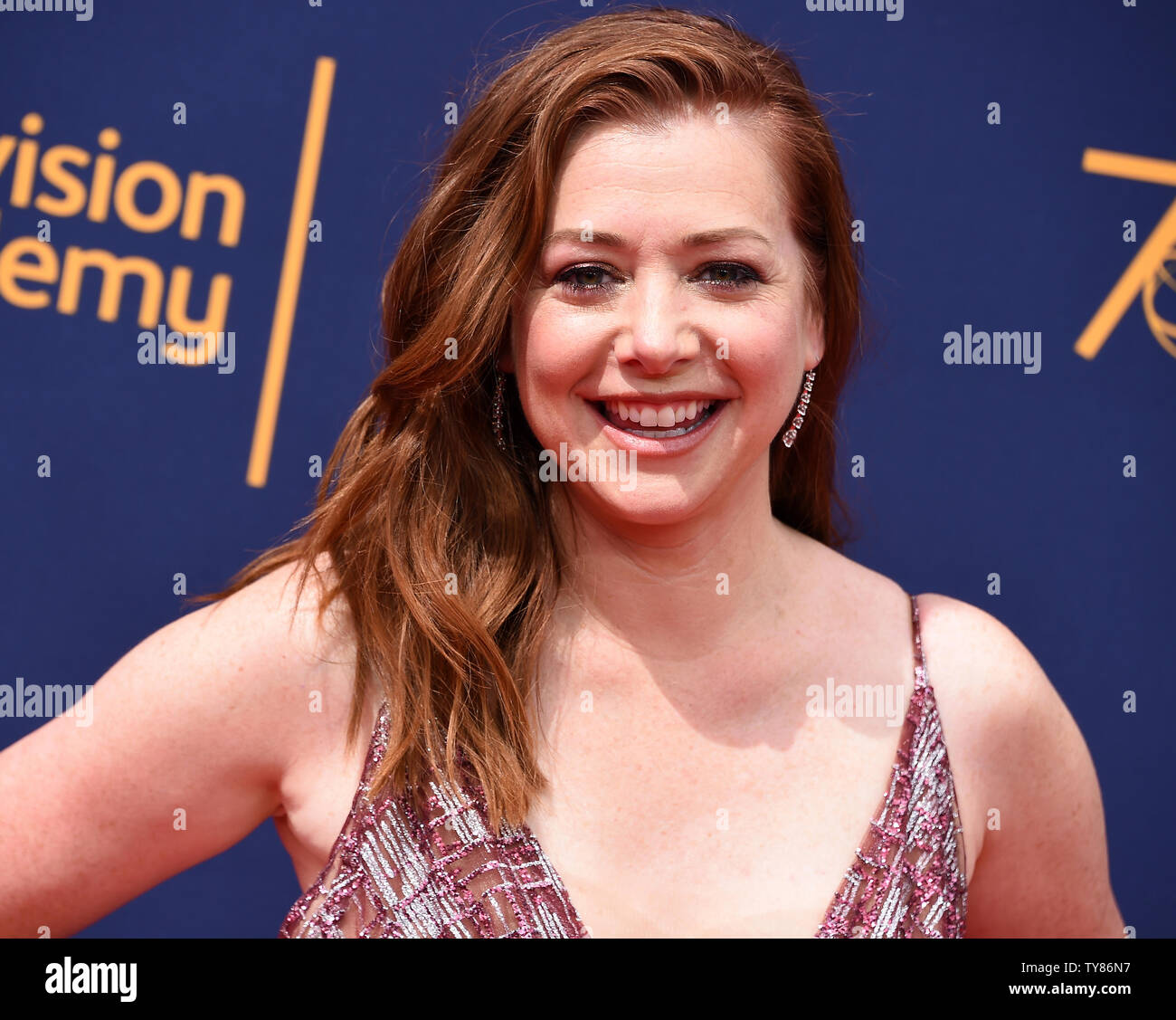 Actress Alyson Hannigan attends the Creative Arts Emmy Awards at the
