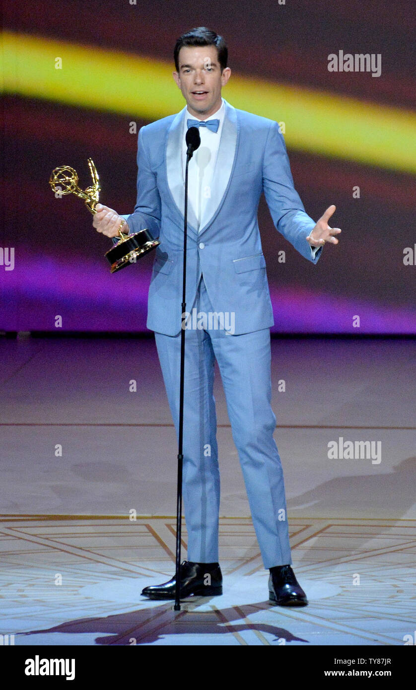 John Mulaney accepts the Outstanding Writing for a Variety Special award  for 'John Mulaney: Kid Gorgeous at Radio City' onstage during the 70th  annual Primetime Emmy Awards at the Microsoft Theater in