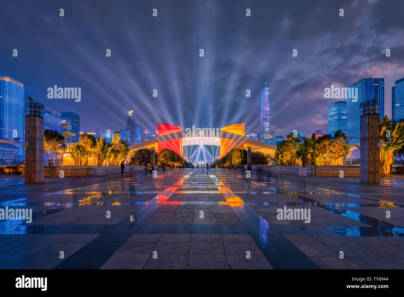 Lighting Show at Futian Civic Centre, Shenzhen Stock Photo