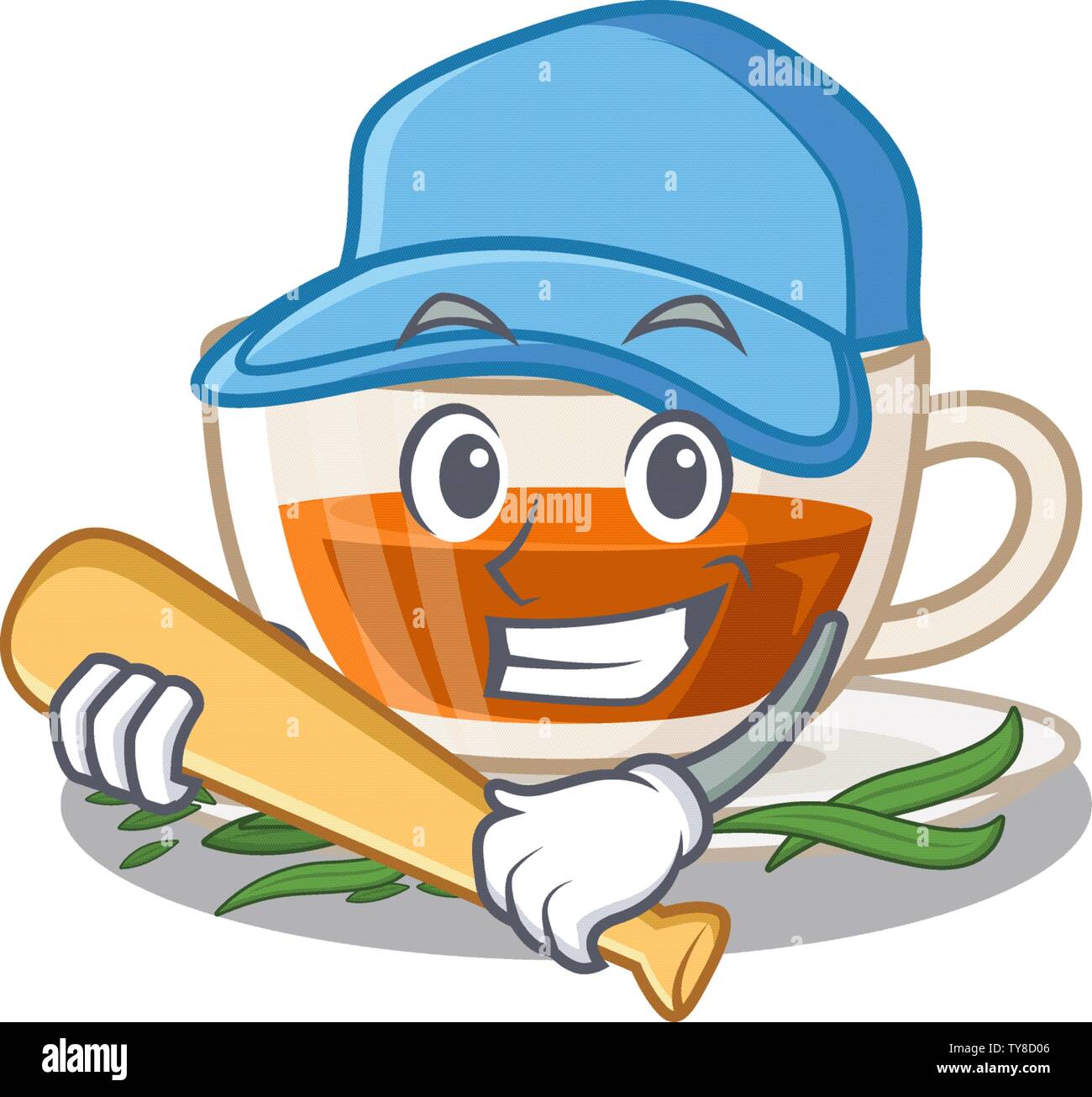 Playing baseball darjeeling tea isolated in the cartoon Stock Vector