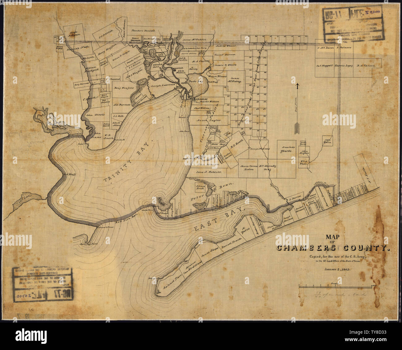 Map Of Chambers Hi Res Stock Photography And Images Alamy   Map Of Chambers County Copied For The Use Of The C S Army In The Gl Land Ofice Of The State Of Texas January 2 1863 TY8D33 