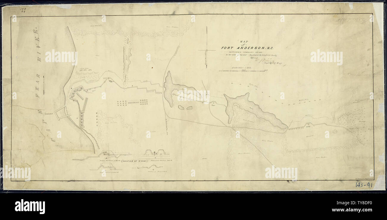Map of Fort Anderson, N.C., captured February 19th, 1865, By the 'Army