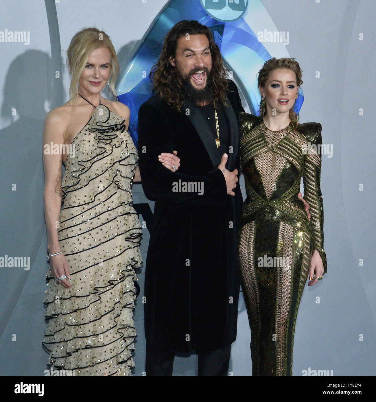 Cast Members Nicole Kidman Jason Momoa And Amber Heard L R Attend The Premiere Of The Sci Fi Motion Picture Aquaman At The Tcl Chinese Theatre In The Hollywood Section Of Los Angeles On