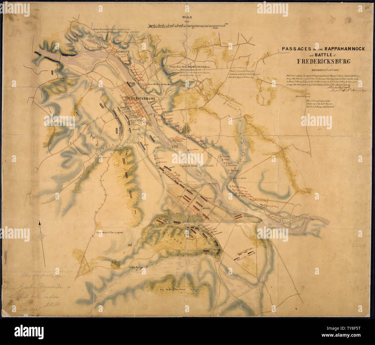 Map of the Passages of the Rappahannock and the Battle of Fredericksburg Stock Photo
