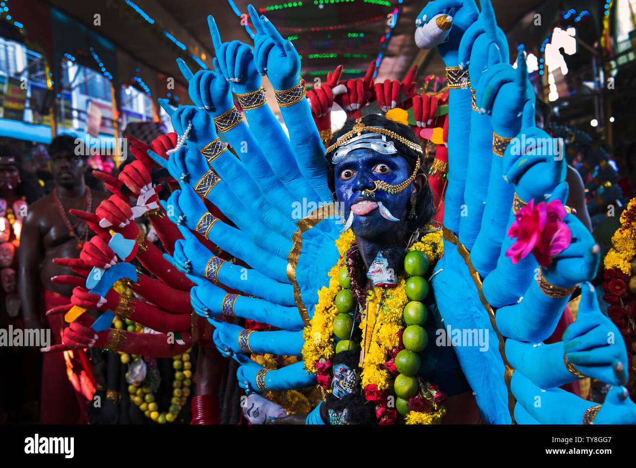 Girl as a godess in Dussehra festival, Tamil nadu, India Stock Photo