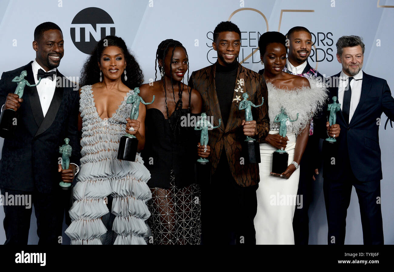 (LR) Sterling K. Brown, winner of Outstanding Performance by a Cast in