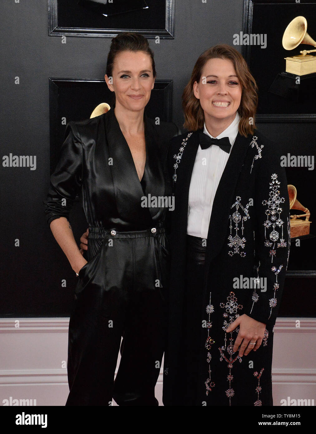Catherine Shepherd (L) and Brandi Carlile arrive for the 61st annual ...